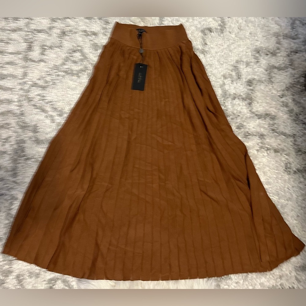 RAG & BONE NWT Esme Pleated Midi Skirt in Brown— Size XS - Picture 4 of 9